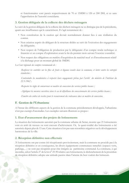 Rapport da la cour des comptes 2010 (Tome 2) - Transparency