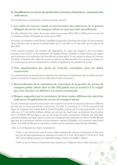 Rapport da la cour des comptes 2010 (Tome 2) - Transparency