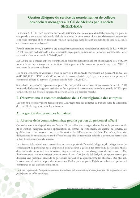 Rapport da la cour des comptes 2010 (Tome 2) - Transparency