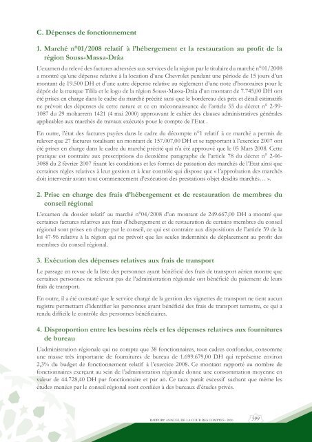 Rapport da la cour des comptes 2010 (Tome 2) - Transparency