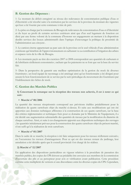 Rapport da la cour des comptes 2010 (Tome 2) - Transparency