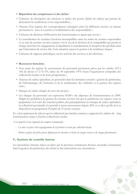 Rapport da la cour des comptes 2010 (Tome 2) - Transparency