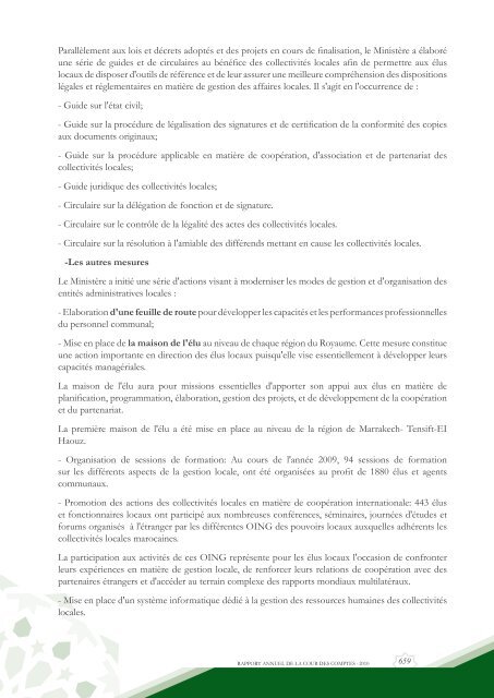 Rapport da la cour des comptes 2010 (Tome 2) - Transparency