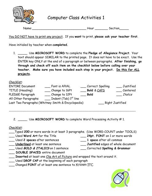 Computer Class Activities 1