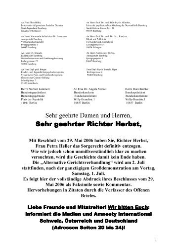 Offener Brief vom 22. Juni 2006 - Petra Heller