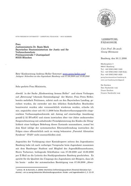 Schreiben Prof. Dr. HÃ¶rmann an die bayerische ... - Petra Heller