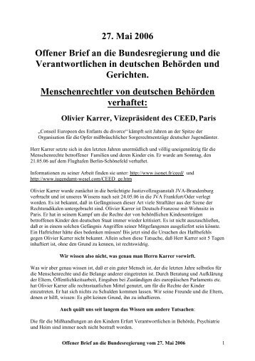 Staat und Menschenrechte Offener Brief 27. Mai 2006 - Petra Heller