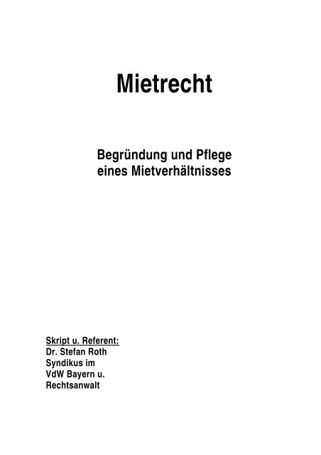 Skript Immobilienwirtschaft I - von Petra Schuster