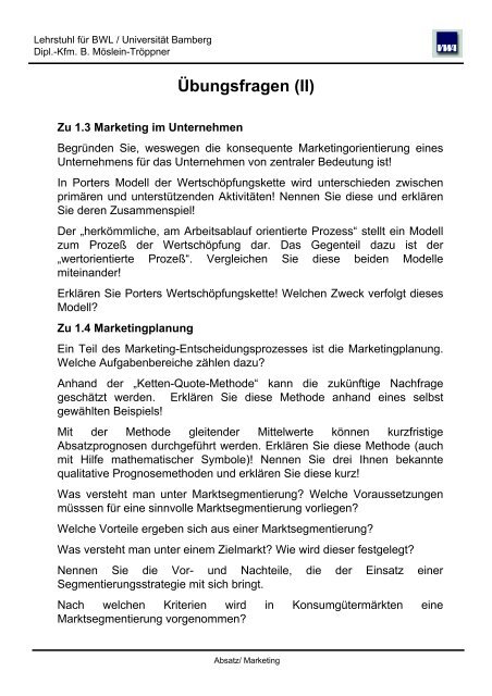 Ãbungsaufgaben - .pdf-file, GrÃ¶Ãe:68 KB - von Petra Schuster