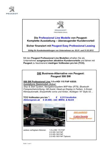 Die Professional Line Modelle von Peugeot: Komplette Ausstattung ...