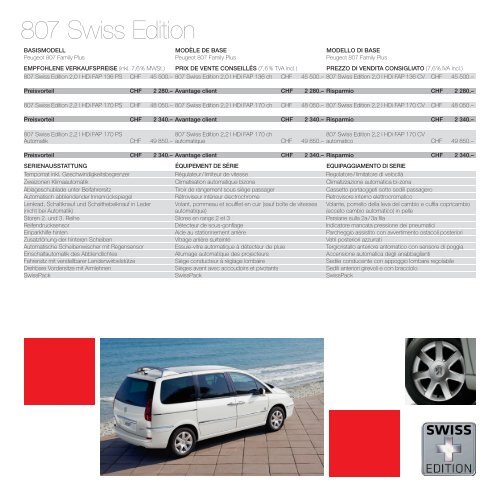 807 Swiss Edition - Peugeot