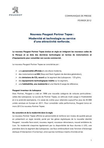 TÃ©lÃ©charger le communiquÃ© de presse - Peugeot