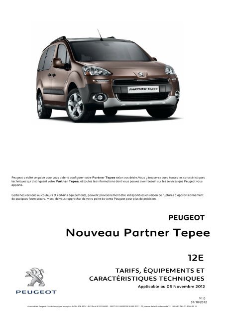 Barres de toit Profilées Aluminium pour Peugeot Partner 2 Tepee dès 2009 -  avec Barres Longitudinales