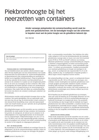 Piekbronhoogte bij het neerzetten van containers - Peutz