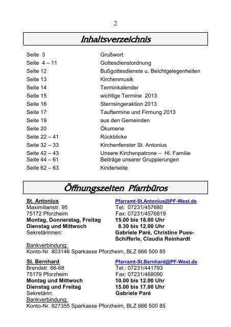 Pfarrblatt Nr. 17-2012 - bei der Seelsorgeeinheit Pforzheim West