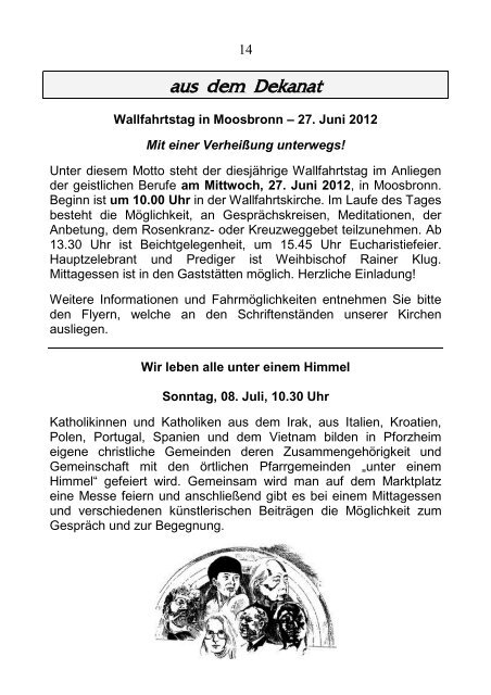 Pfarrblatt Nr. 9 -2012 - bei der Seelsorgeeinheit Pforzheim West