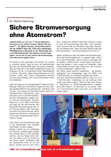 ferrum Ausgabe 4-2011 - PfalzMetall