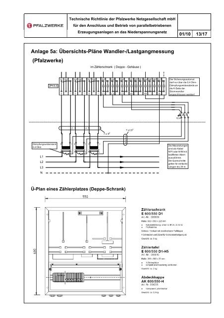 01/10 1/17 Inhaltsverzeichnis Allgemeines ... - Pfalzwerke