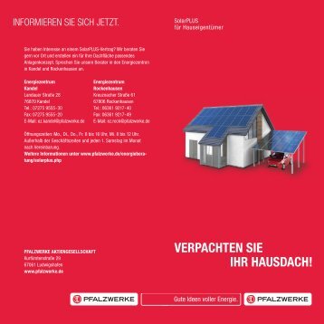 SolarPlus - Verpachten Sie Ihr Hausdach! PDF, 26000 kB - Pfalzwerke