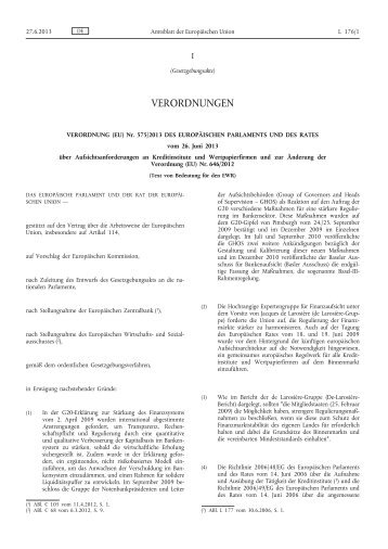 CRR Verordnung in deutscher Sprache