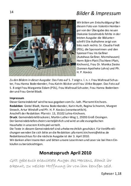 Ausgabe Februar - April 2010 - Website Pfarramt Kirchvers