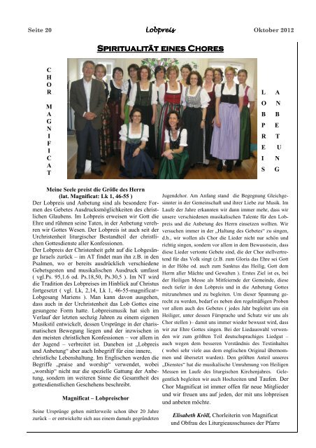 Nr. 87, Ausgabe 8, Oktober 2012, "Kirchenmusik" - Pfarre Zell am ...