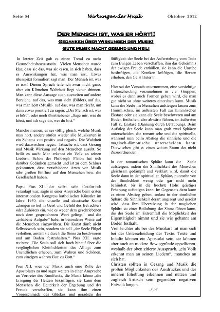 Nr. 87, Ausgabe 8, Oktober 2012, "Kirchenmusik" - Pfarre Zell am ...