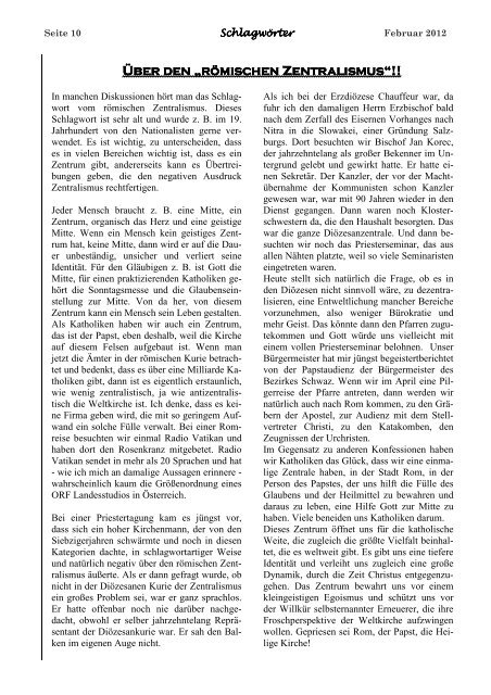 Nr. 81, Ausgabe 2, Februar 2012 - Pfarre Zell am Ziller - Zell