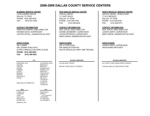 2008-2009 dallas county service centers - Dallas Independent ...