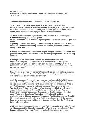 Michael Grunst Persönliche Erklärung - DIE LINKE. Lichtenberg