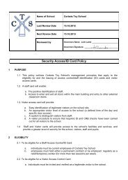 Security Access/ID Card Policy - Corbets Tey School