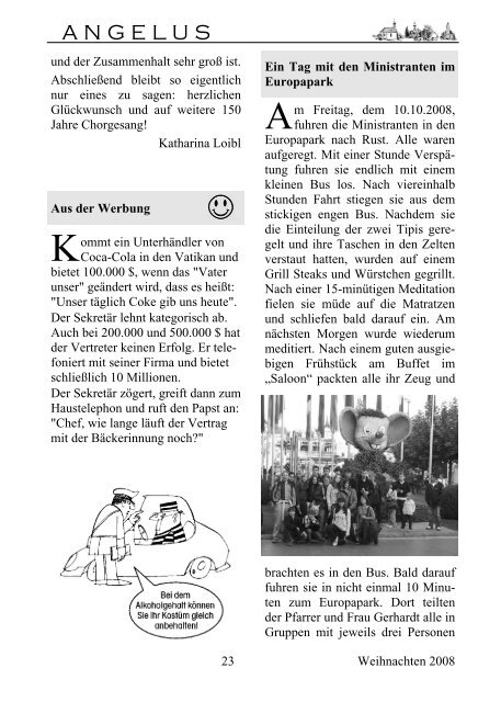 Pfarrbrief Weihnachten 2008 - der Pfarreien Geltendorf - Kaltenberg ...