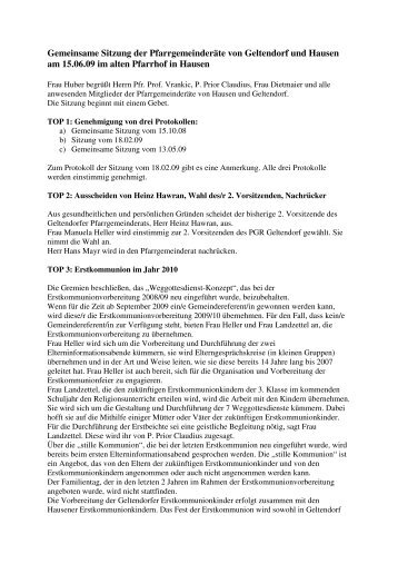 Protokoll vom 15.6.2009 - der Pfarreien Geltendorf - Kaltenberg ...