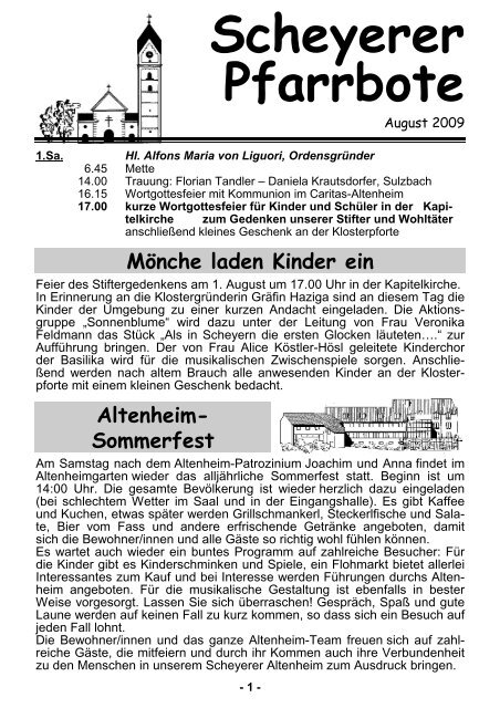Scheyerer Pfarrbote - Pfarrei Scheyern