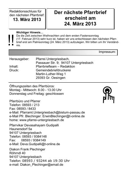 Nr. 6/2012 Ihr Pfarrbrief - Willkommen