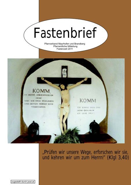 Fastenbrief - Pfarrer von Mayrhofen und Brandberg