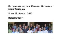 Reisebericht Tansania - Pfarrei Hitzkirch