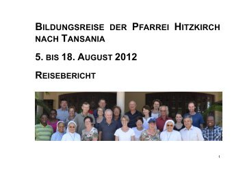 Reisebericht Tansania - Pfarrei Hitzkirch