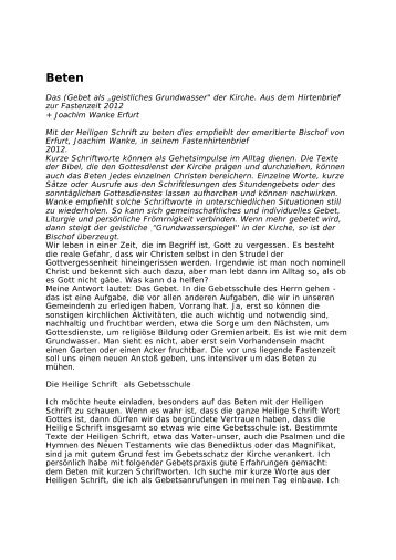 BETEN ein Impuls von Bischof Joachim Wanke (PDF) - Pfarre ...