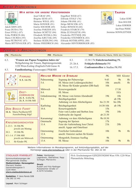 Pfarrblatt 09Q1 v02.qxd - 22., Pfarre Stadlau