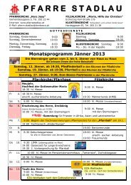 Monatsprogramm JÃ¤nner 2008 - 22., Pfarre Stadlau