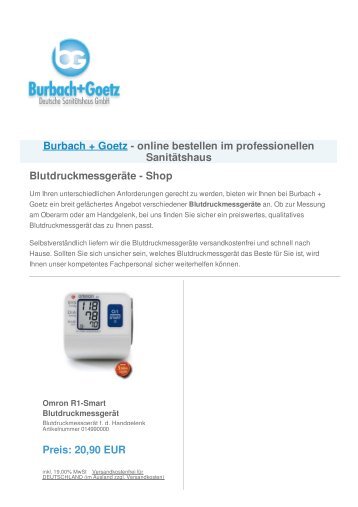 Blutdruckmessgeräte von Burbach  Goetz