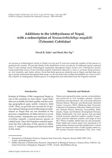 Additions to the ichthyofauna of Nepal, with a redescription of ...