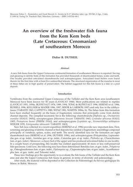 An overview of the freshwater fish fauna from the Kem Kem beds ...