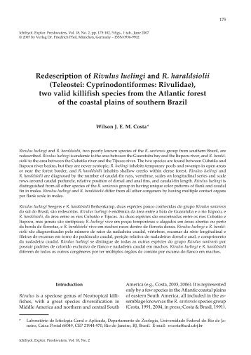 Redescription of Rivulus luelingi and R. haraldsiolii - Verlag Dr ...