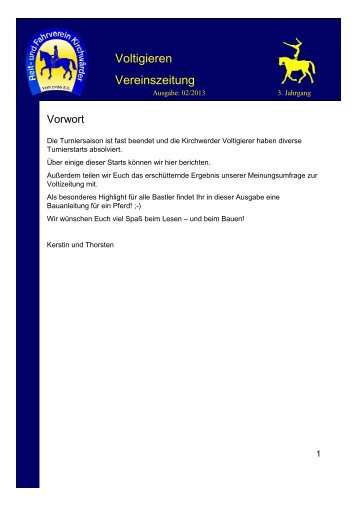 Vereinszeitung 02_13 - Reit- und Fahrverein Kirchwärder von 1926 eV