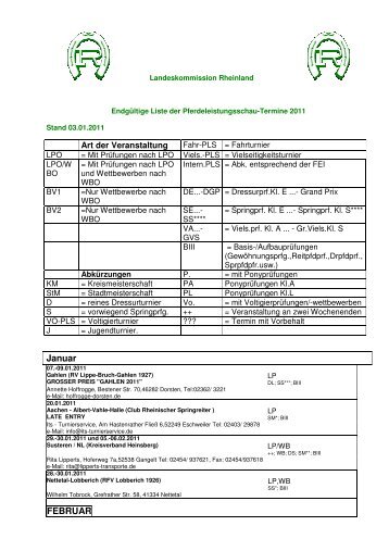 TerminÃ¼bersicht 2011-2 - Pferdesportverband Rheinland