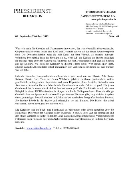 Ausgabe 09-10/2012 - Verband der Pferdesportvereine Nordbaden