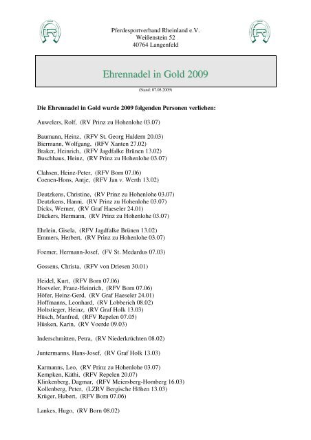 EN Gold 2009 - Pferdesportverband Rheinland