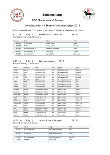 Zeiteinteilung - Pferdesportverband Bremen